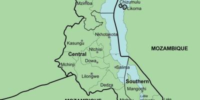 Kaart van Malawi tonen wijken