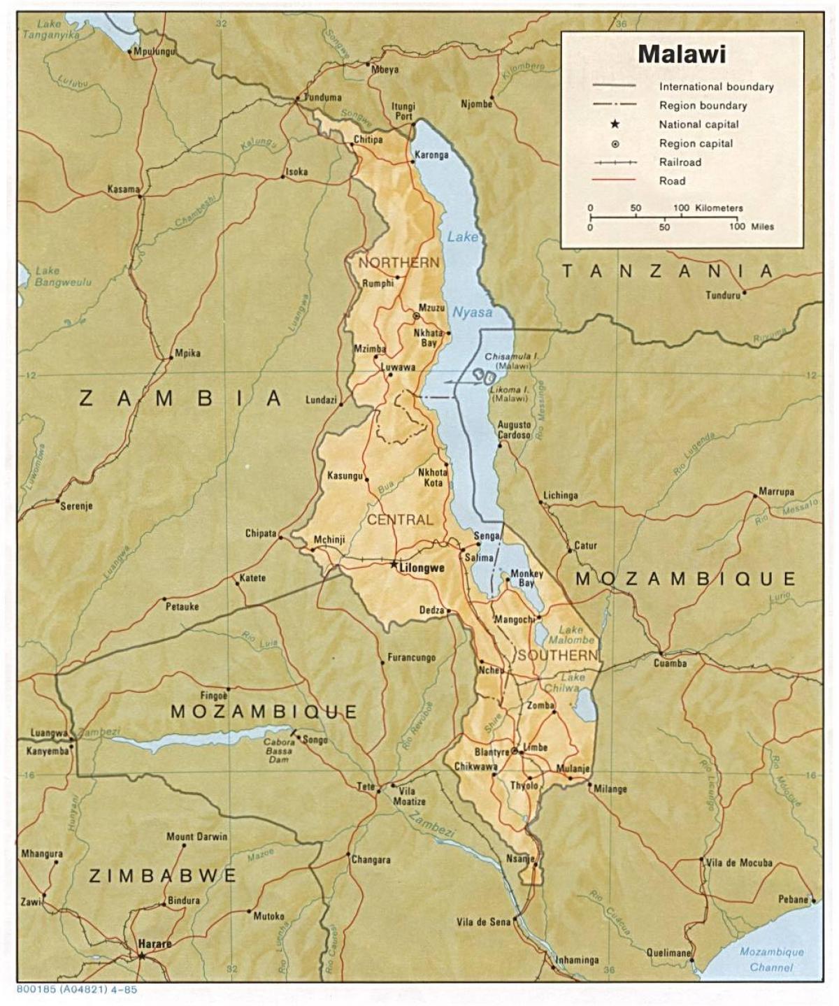 lake Malawi op kaart