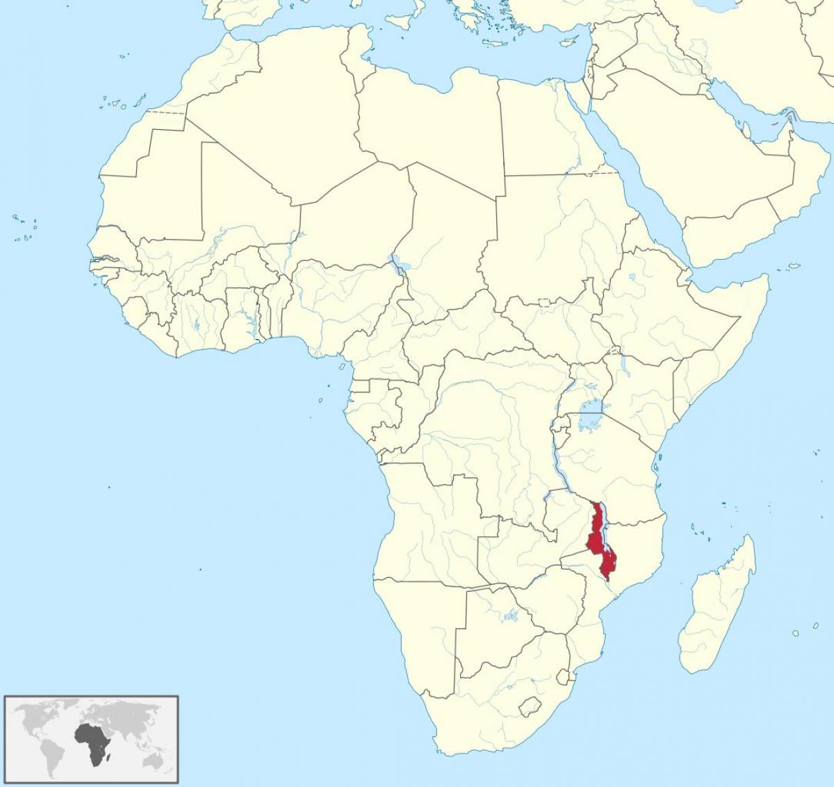 kaart van afrika tonen Malawi