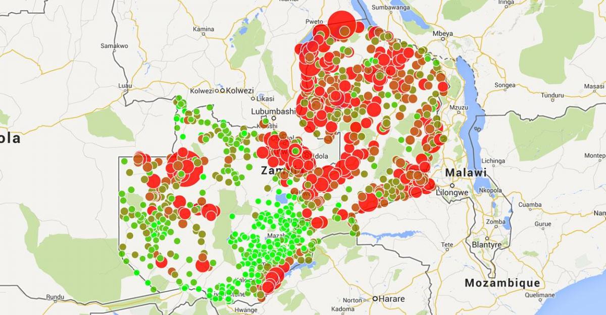 kaart van Malawi malaria 