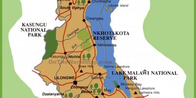 Kaart van Malawi en de omliggende landen