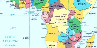 Malawi land in de kaart van de wereld